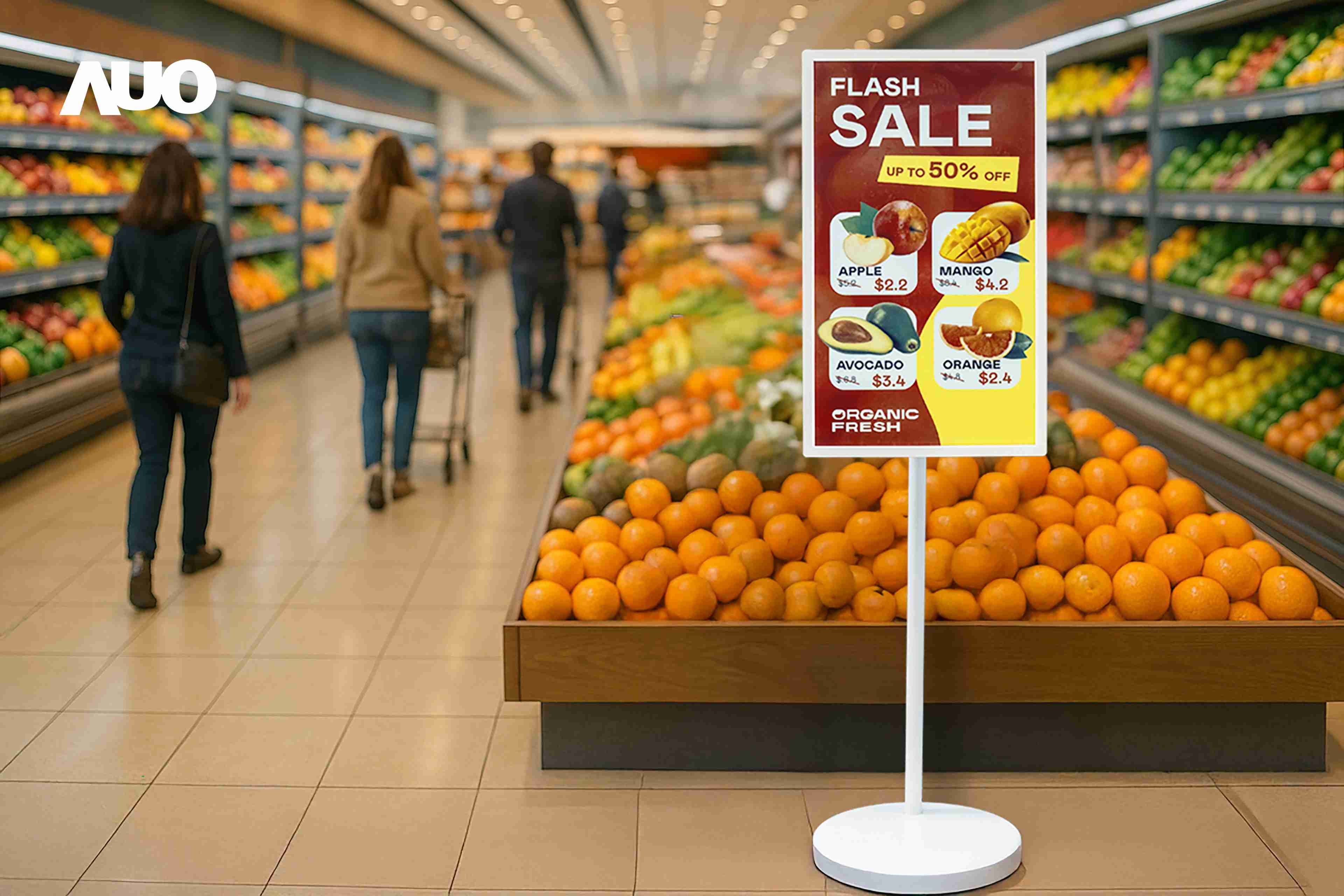 达擎首亮相低功耗、、全彩的〝aecoPost电子纸解决方案〞，，仅在更新画面时需要微量的电力驱动，，，，无需布建电线的便捷设计，，使其可灵活应用、、、、随意置放，，并可透过云端或行动装置app，，，轻松管理及排程广告内容，，，，晋升店头营销利器。。